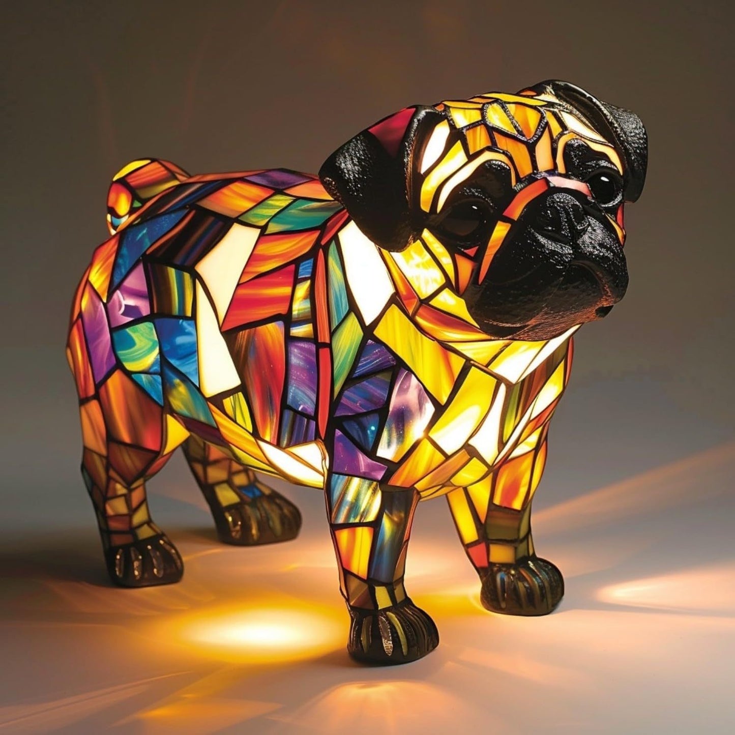 Coeurva Nejdokonalejší 3D ručně vyráběná barevná skleněná lampa ve tvaru štěněte