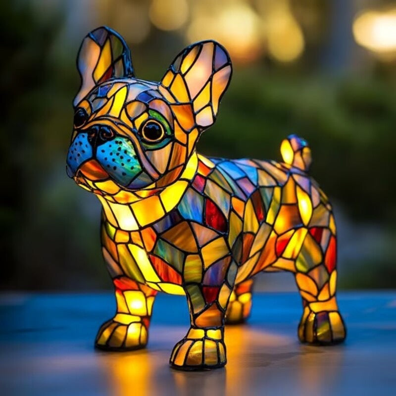 Coeurva Nejdokonalejší 3D ručně vyráběná barevná skleněná lampa ve tvaru štěněte